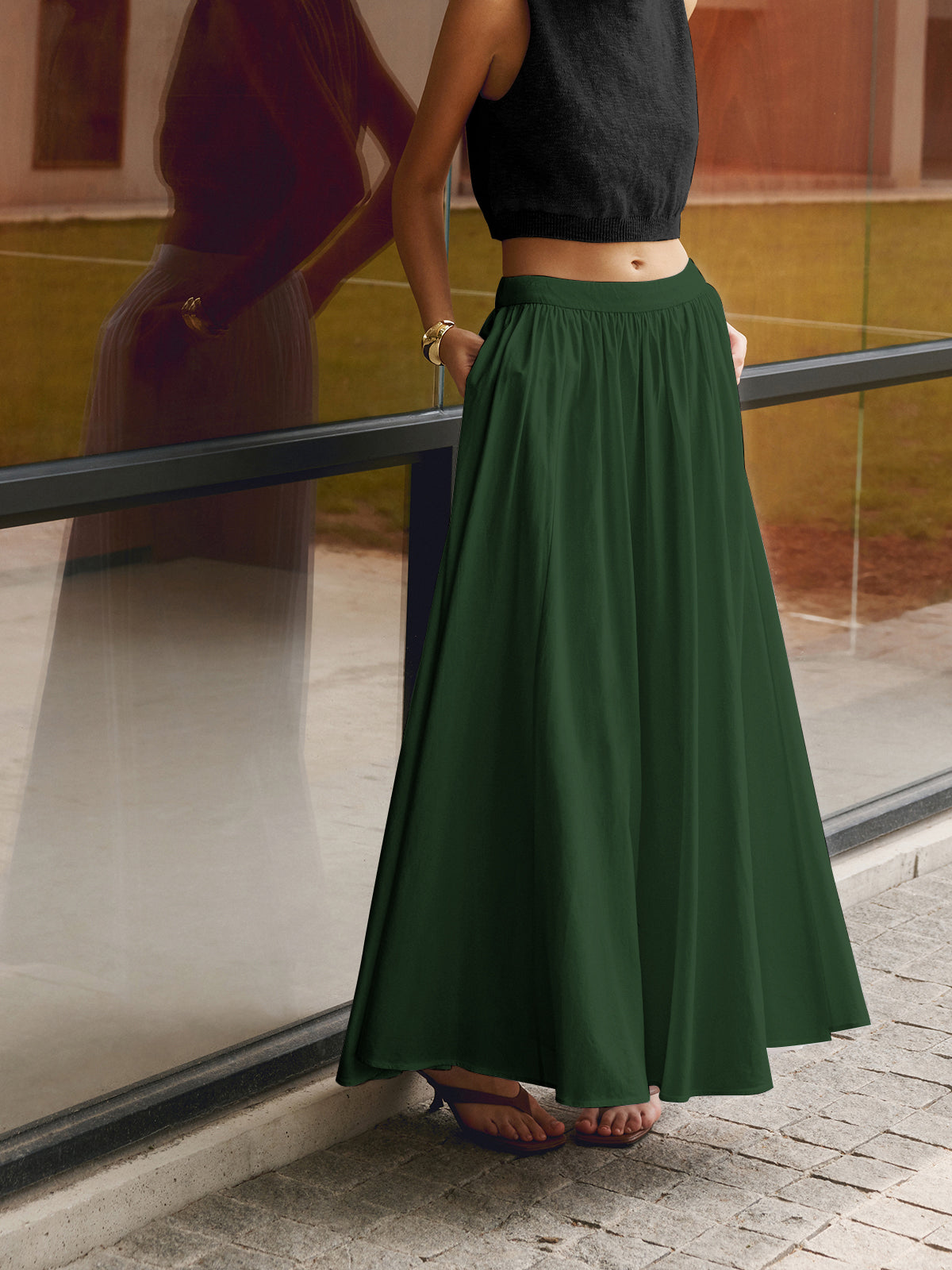 Nora | Women’s High Waist Maxi Skirt with Pleats