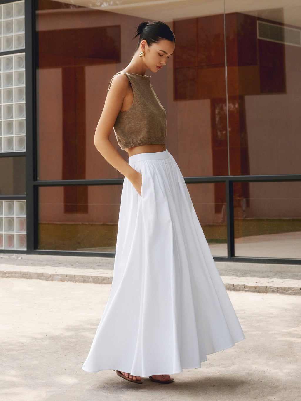Nora | Women’s High Waist Maxi Skirt with Pleats