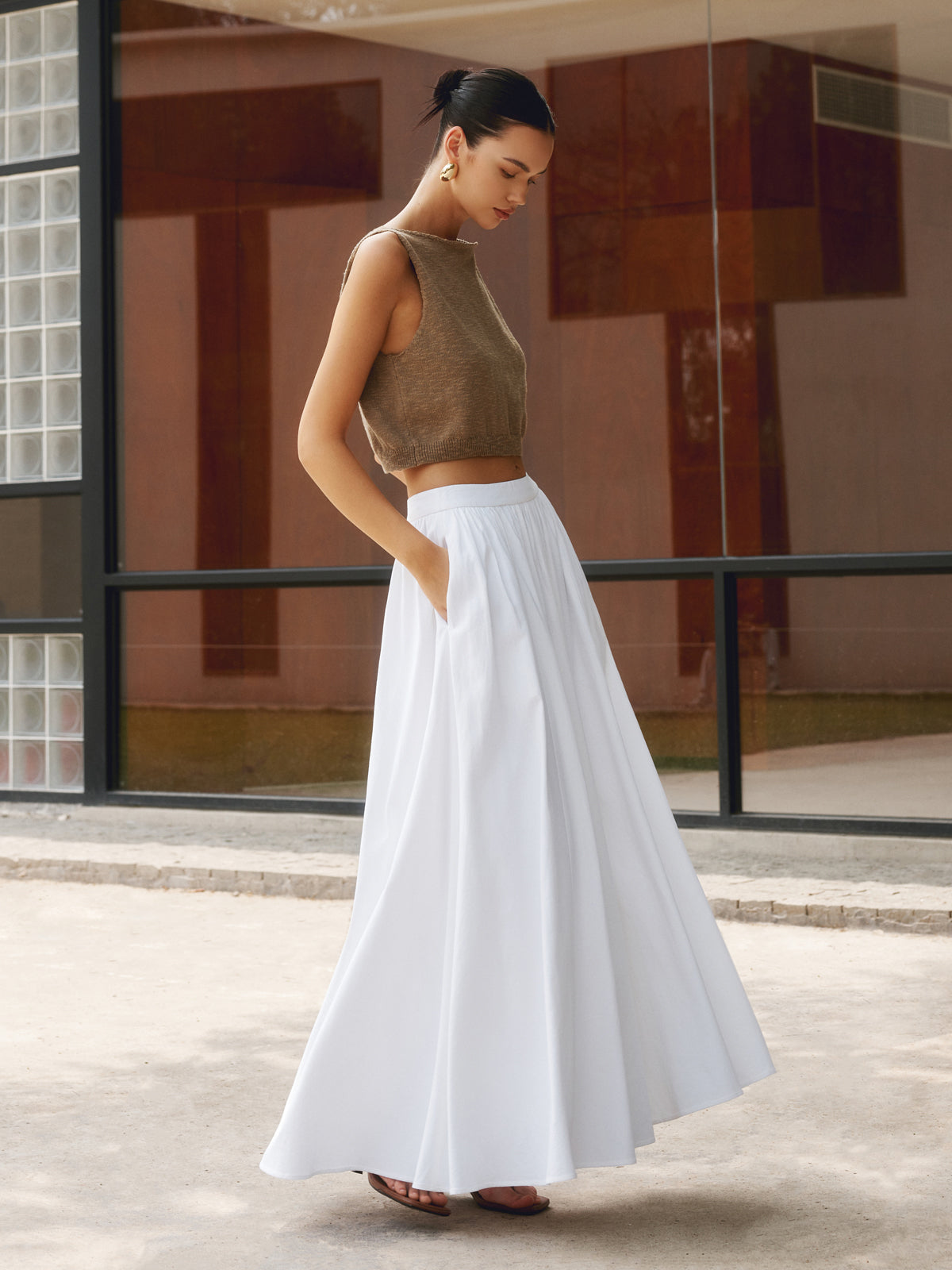Nora | Women’s High Waist Maxi Skirt with Pleats