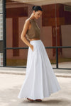 Nora | Women's High Waist Pleated Linen Maxi Skirt Casual