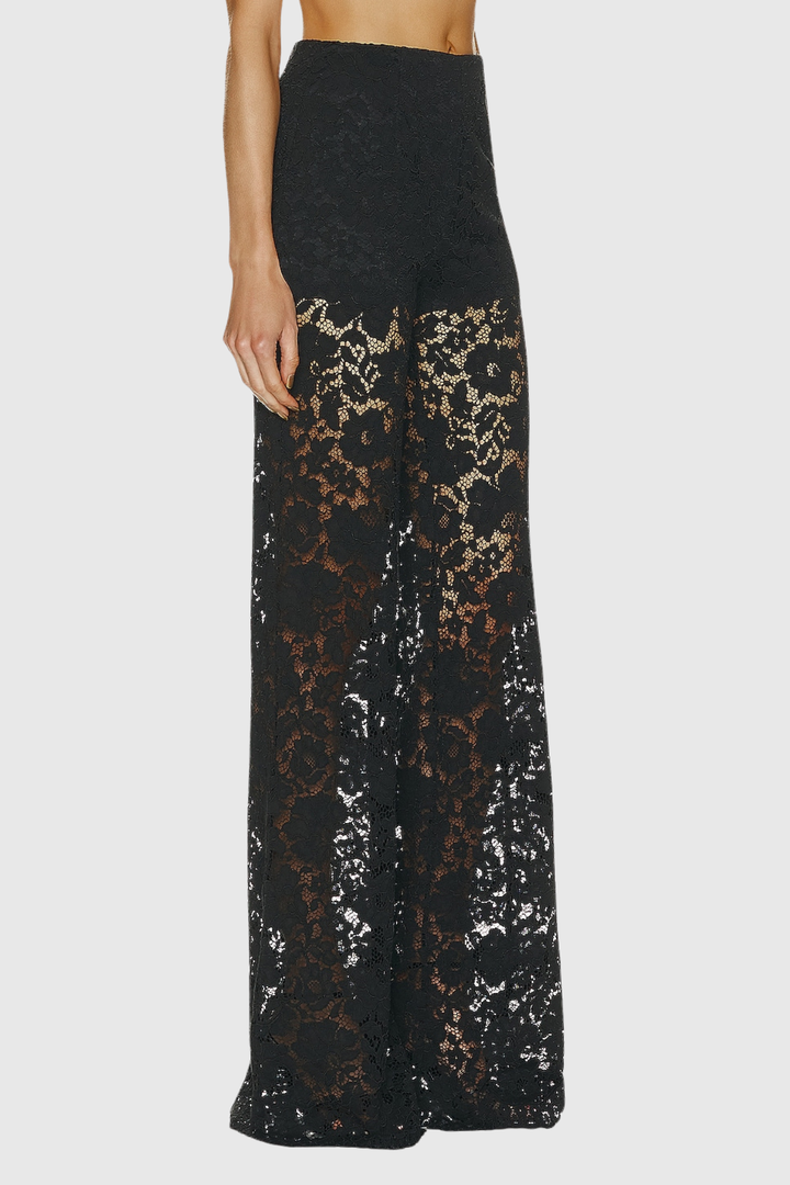 Long Sleeve Lace Blazer and Wide-Leg Trousers Two-Piece Suit Set