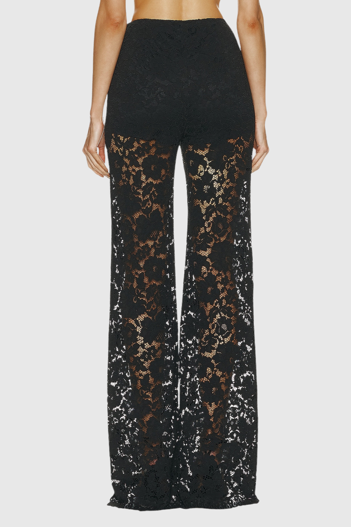 Long Sleeve Lace Blazer and Wide-Leg Trousers Two-Piece Suit Set