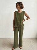 Sage | Women’s Sleeveless Top with Wide-Leg Pants Two-Piece