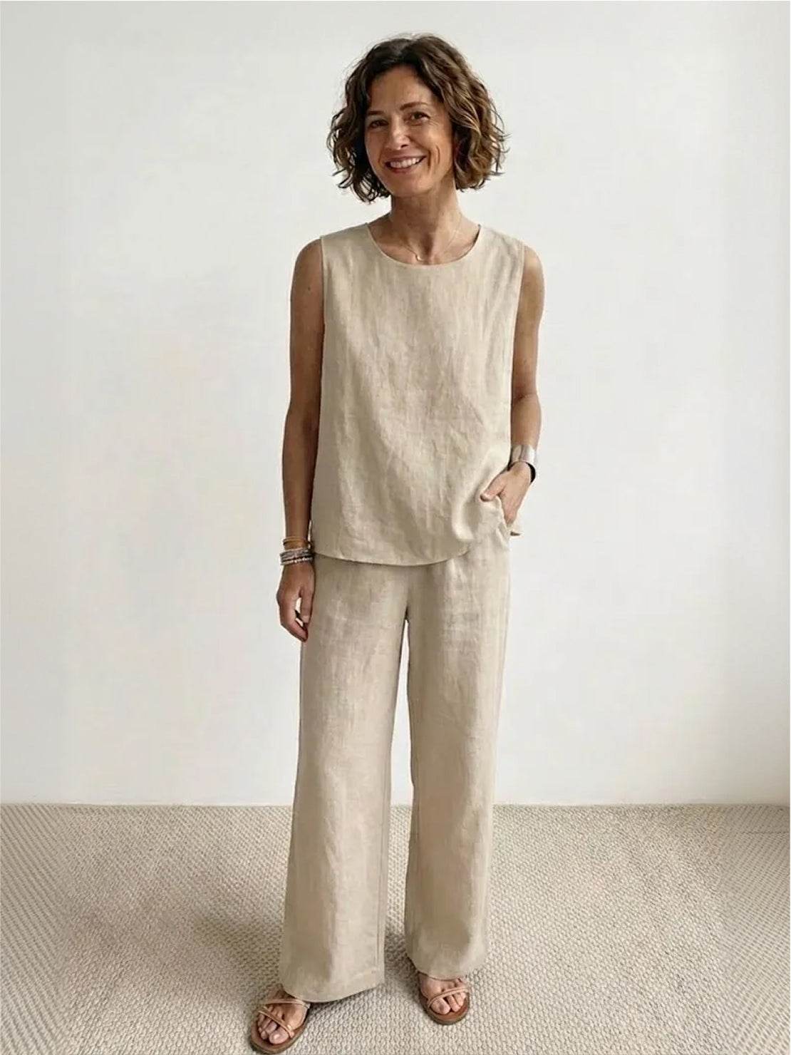 Sage | Women’s Sleeveless Top with Wide-Leg Pants Two-Piece