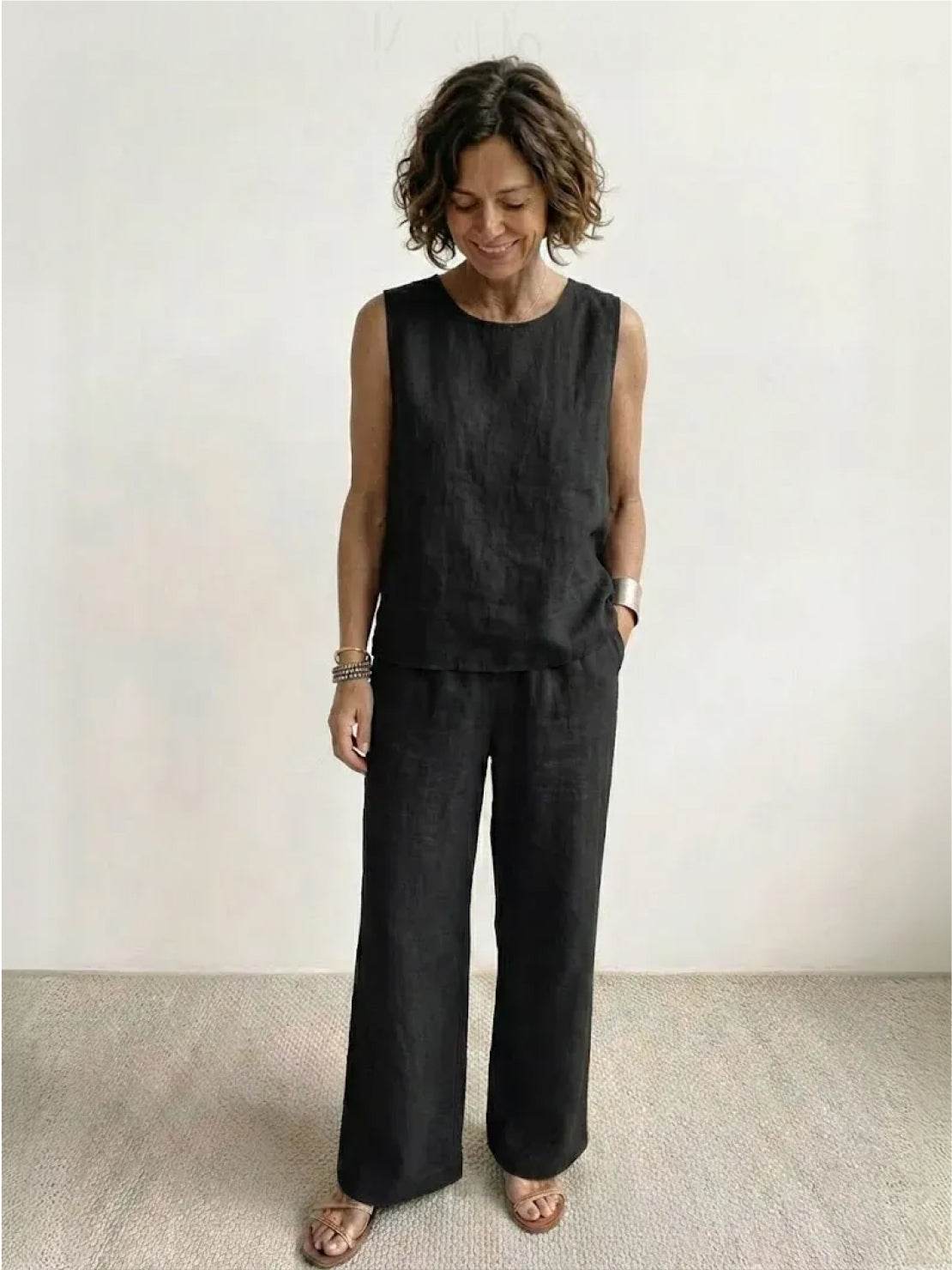 Sage | Women’s Sleeveless Top with Wide-Leg Pants Two-Piece