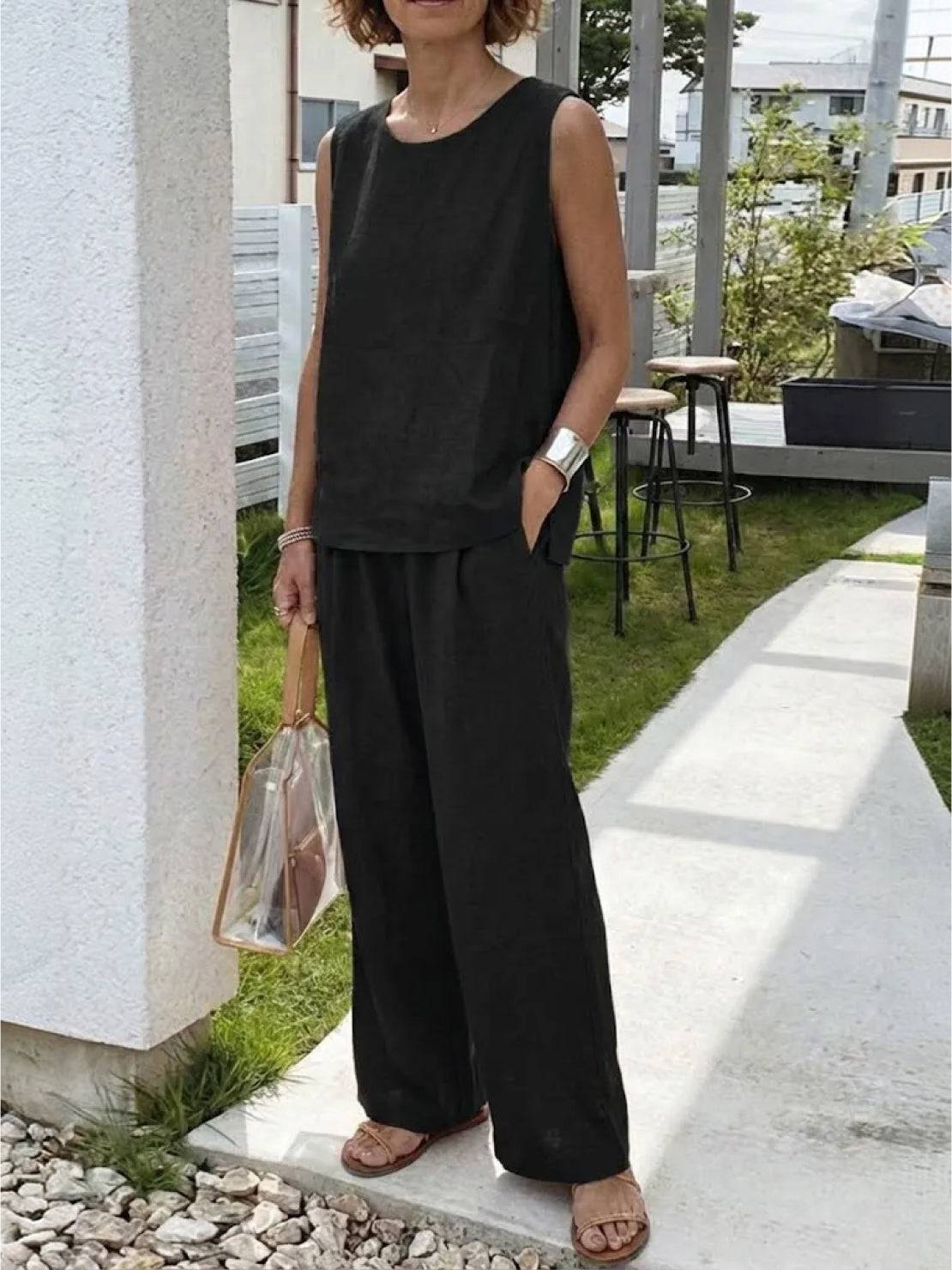 Sage | Women’s Sleeveless Top with Wide-Leg Pants Two-Piece