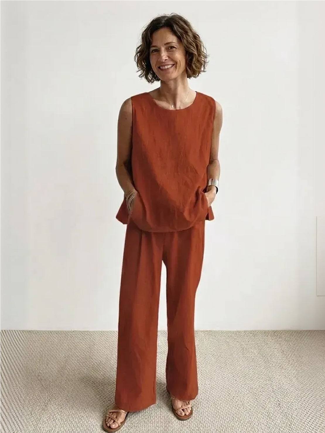 Sage | Women’s Sleeveless Top with Wide-Leg Pants Two-Piece