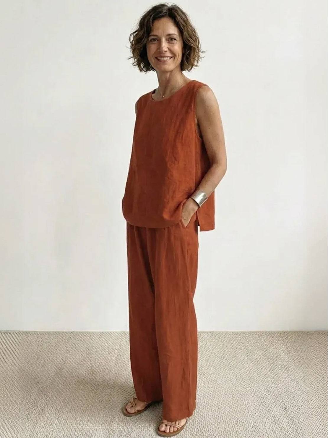 Sage | Women’s Sleeveless Top with Wide-Leg Pants Two-Piece
