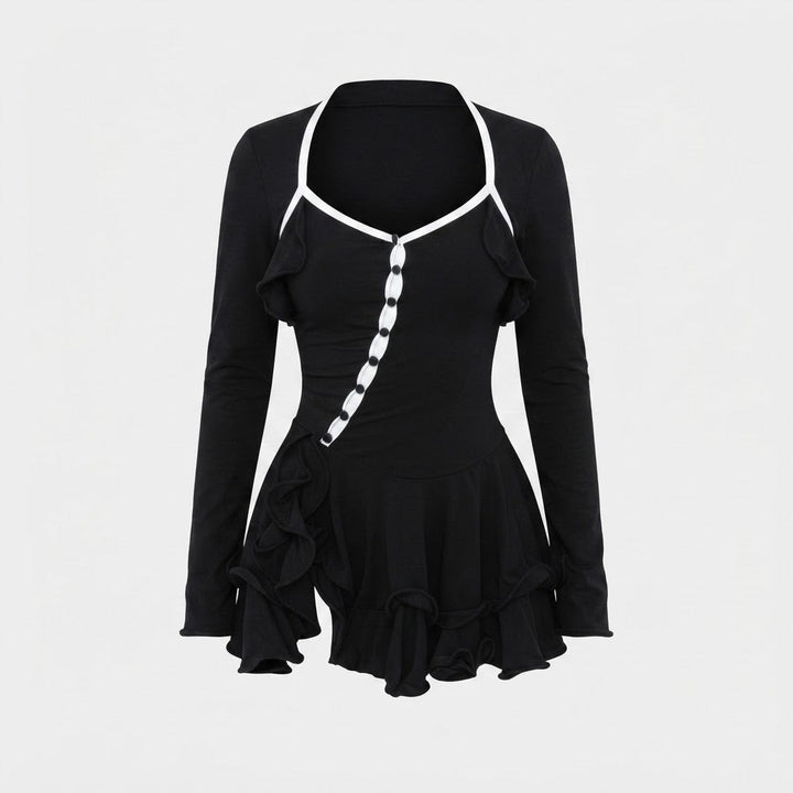 Lucy Hughes | Ruffle V-Neck Mini Dress For Women