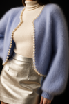 Lyra | Women's Open Front Pearl Trim Cardigan