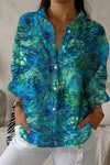 Lysithia | Women's Peacock Print Button Front Shirt