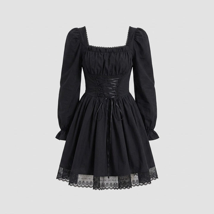 Maddison Reid | Square Neck Lace-Up Mini Dress For Women
