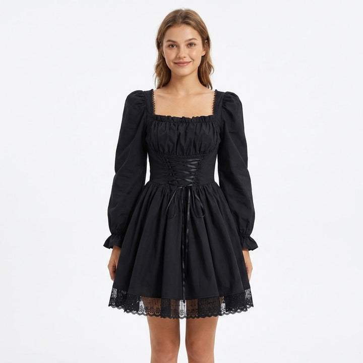 Maddison Reid | Square Neck Lace-Up Mini Dress For Women