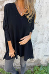 Maeve | Women's Oversized V-Neck Long Sleeve Top