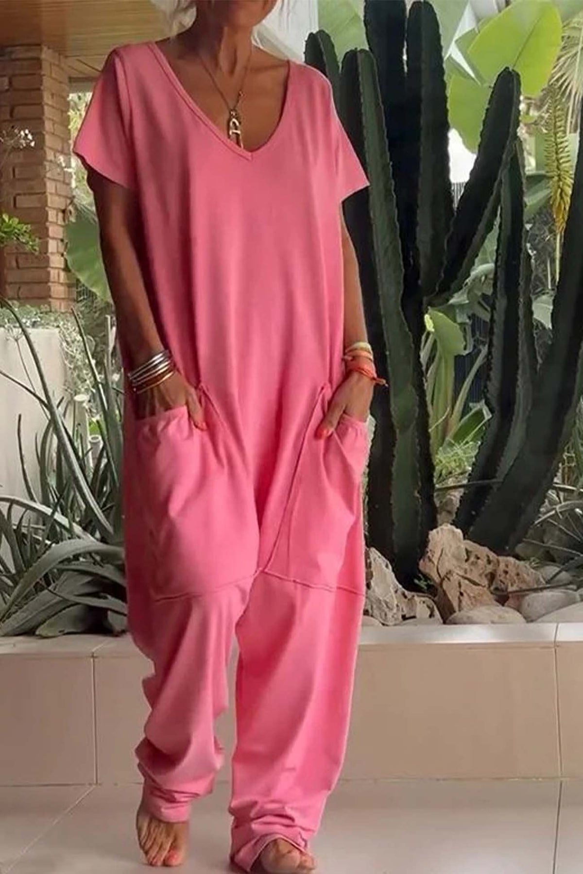 Magnolia | Women’s V-Neck Wide Leg Jumpsuit with Pockets