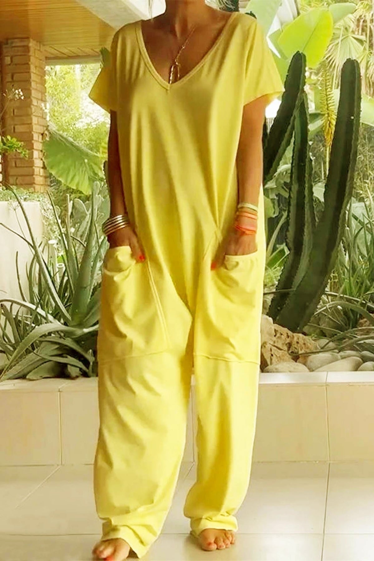 Magnolia | Women’s V-Neck Wide Leg Jumpsuit with Pockets