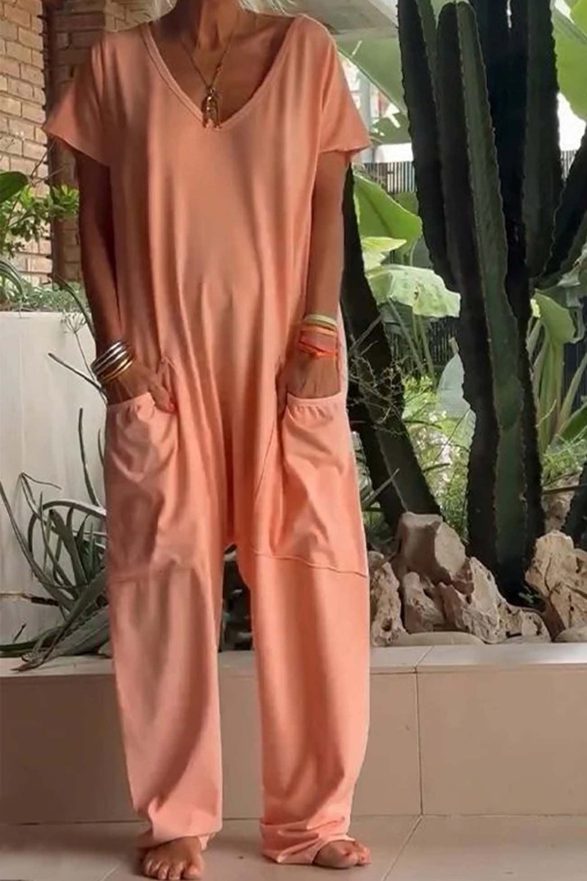 Magnolia | Women’s V-Neck Wide Leg Jumpsuit with Pockets