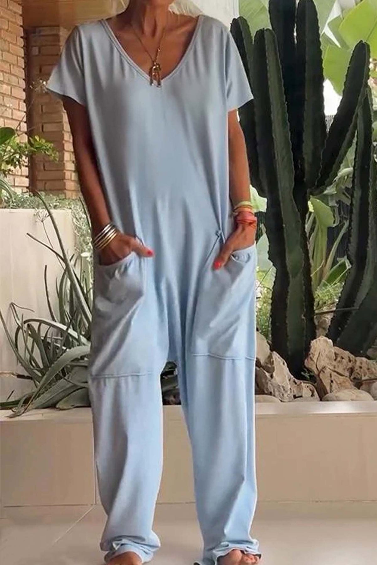 Magnolia | Women’s V-Neck Wide Leg Jumpsuit with Pockets