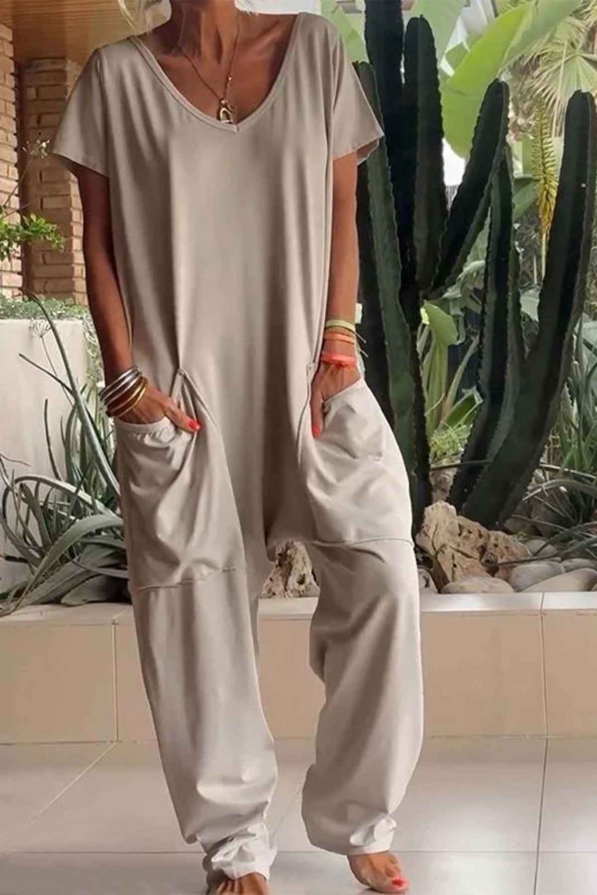 Magnolia | Women’s V-Neck Wide Leg Jumpsuit with Pockets
