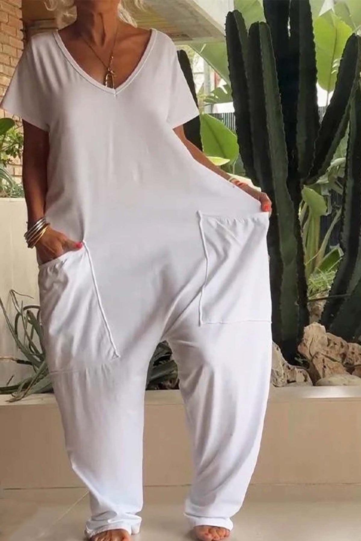 Magnolia | Women’s V-Neck Wide Leg Jumpsuit with Pockets