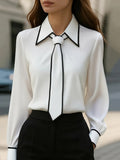 Vivienne | Women’s Long Sleeve Blouse with Tie Neck
