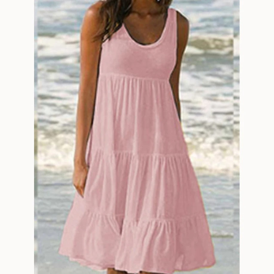 Sunny | Women’s Sleeveless Tiered Dress with Ruffle Hem Detail