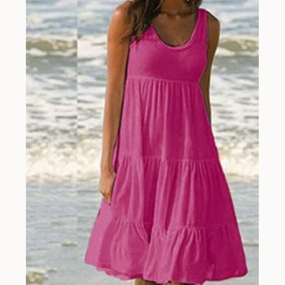 Sunny | Women’s Sleeveless Tiered Dress with Ruffle Hem Detail
