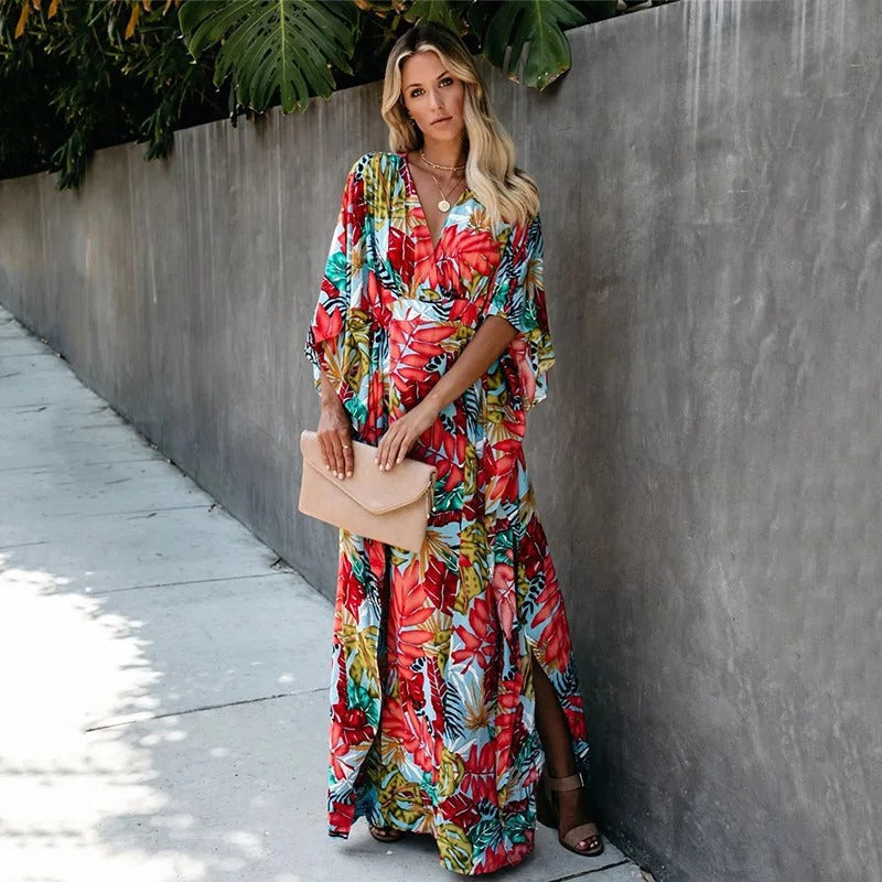 Juniper | Women’s Boho Kimono Maxi Dress with Wrap