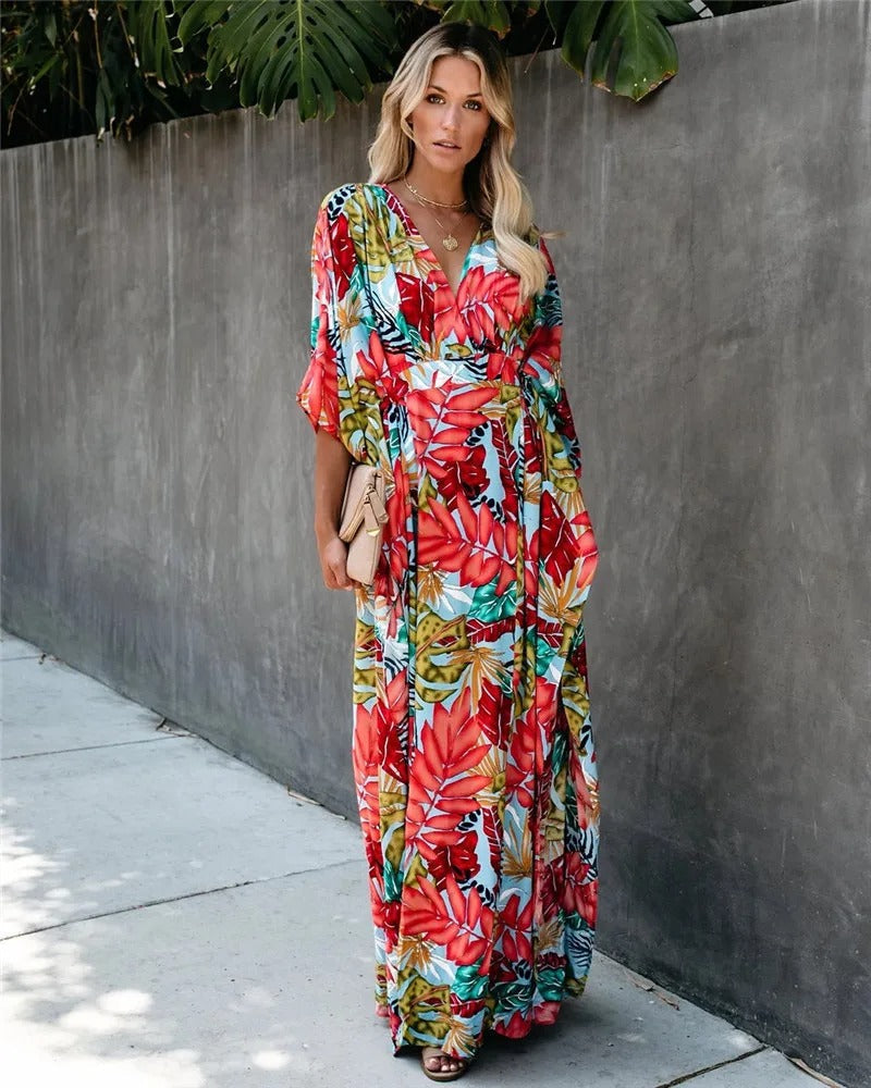 Juniper | Women’s Boho Kimono Maxi Dress with Wrap