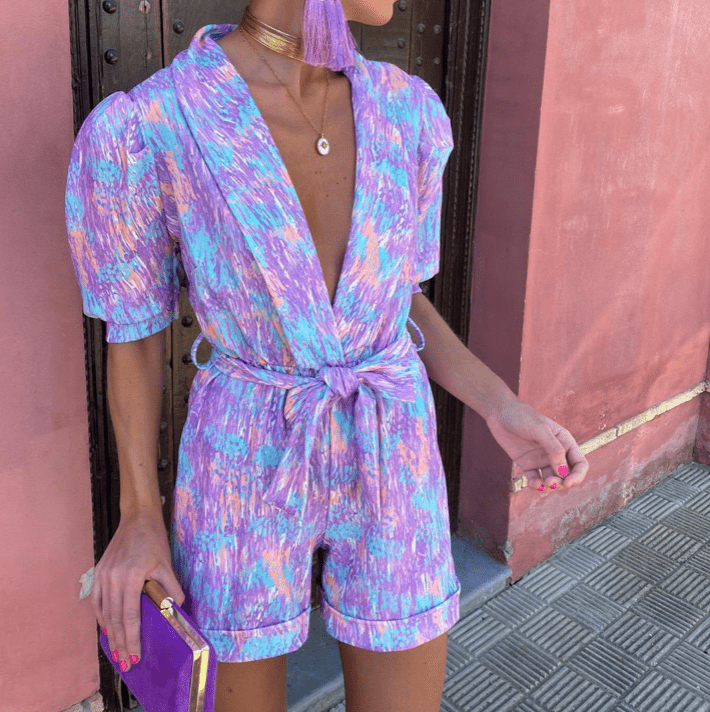 Reese | Women’s Printed Playsuit with Tie Waist
