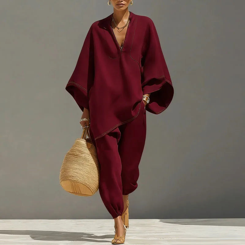 Marlena | Women’s Batwing Sleeve Two-Piece Set with V-Neck