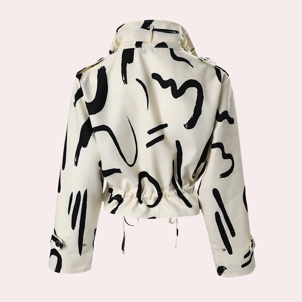 Marlowe | Women’s Abstract Print Cropped Jacket with Pockets