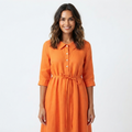 Matilda Clarke | Linen Midi Dress with Tie Waist For Women
