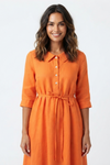 Matilda Clarke | Linen Midi Dress with Tie Waist For Women