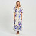 Matilda Young | Floral Summer Dress With V-Neck For Women