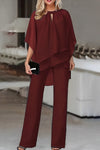 Maxine | Women's Cape Top Wide Leg Pants Set