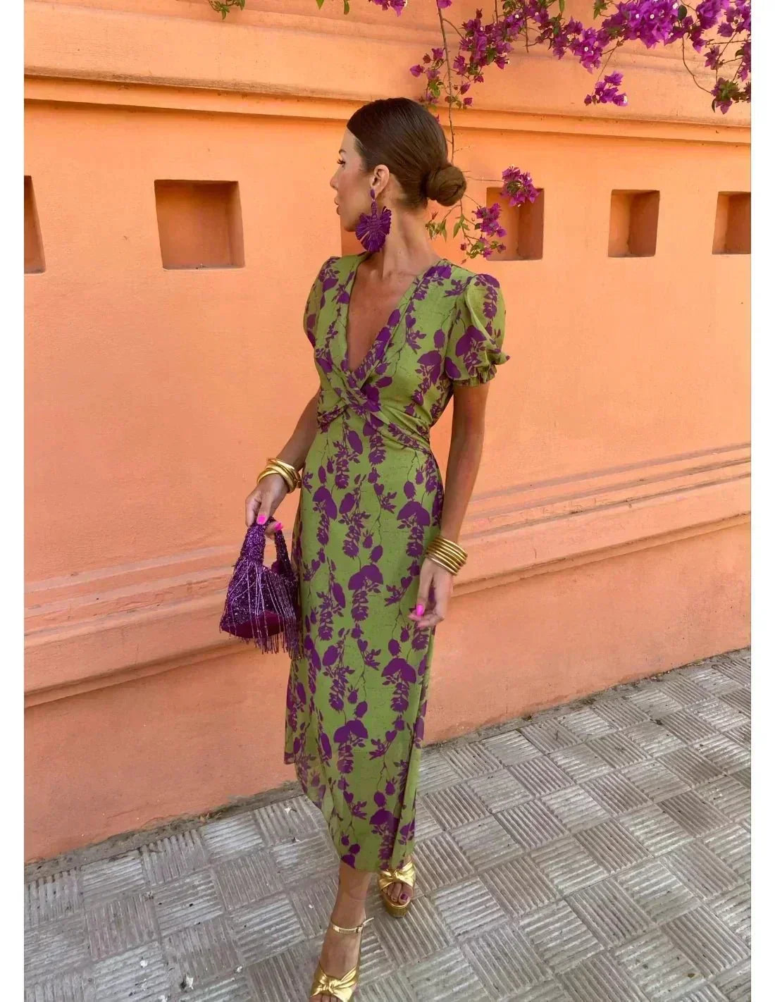 Melys | Women’s Floral Print Dress with Wrap Detail