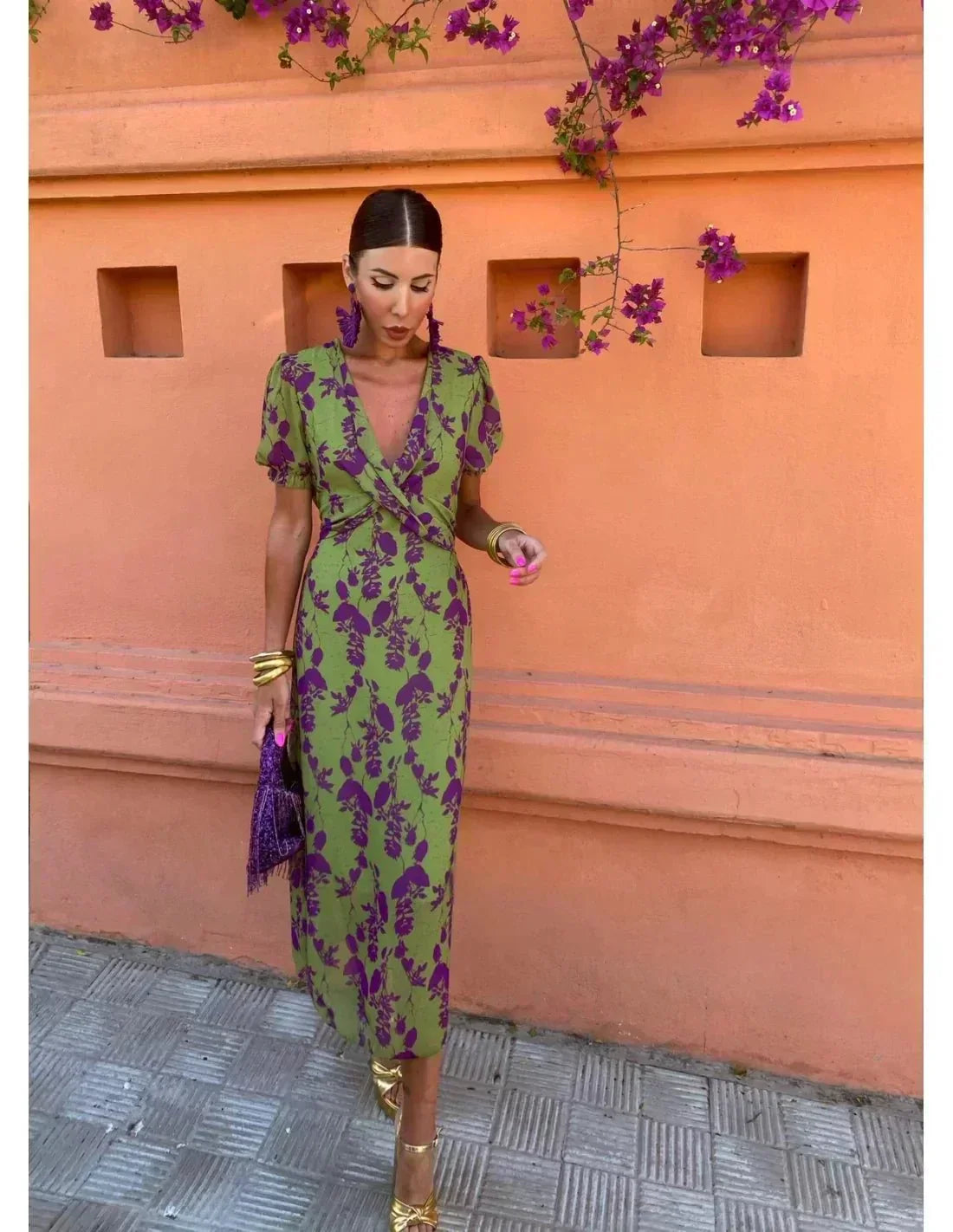 Melys | Women’s Floral Print Dress with Wrap Detail