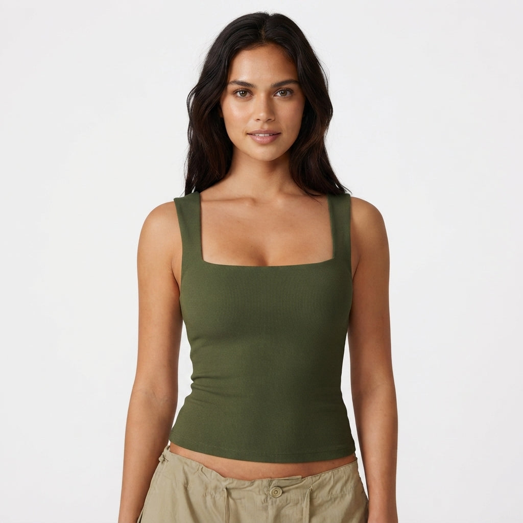 Mia Taylor | Square-Neck Slim Tank Top For Women