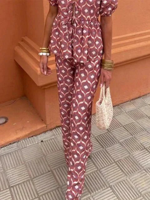 Blakely | Women’s Printed Co Ord Set with Tie Waist