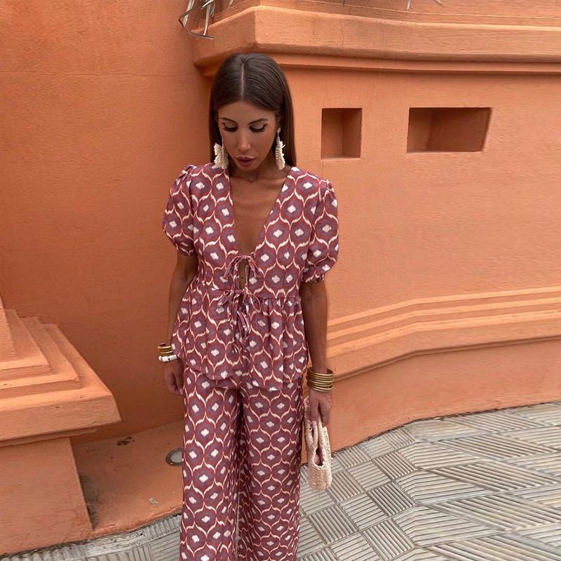 Blakely | Women’s Printed Co Ord Set with Tie Waist