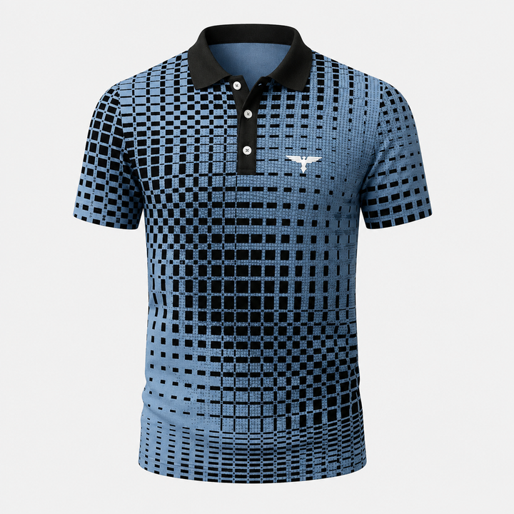 Miles Donovan | Stretch Geometric Print Polo Shirt For Men