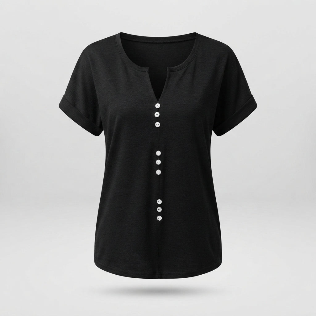 Millie Sutherland | Button-Detail V-Neck Top For Women