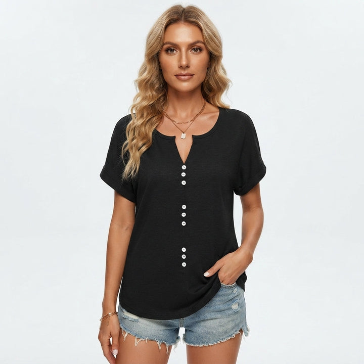Millie Sutherland | Button-Detail V-Neck Top For Women