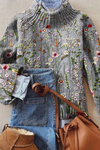 Miranda | Women's Floral Embroidered Mock Turtleneck Sweater