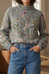 Miranda | Women’s Floral Embroidered Mock Turtleneck with Fit