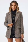 Molly Gordon | Plaid Single-Button Blazer Jacket For Women