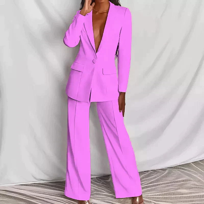 Nadine | Women’s Tailored Blazer Set with V-Neck