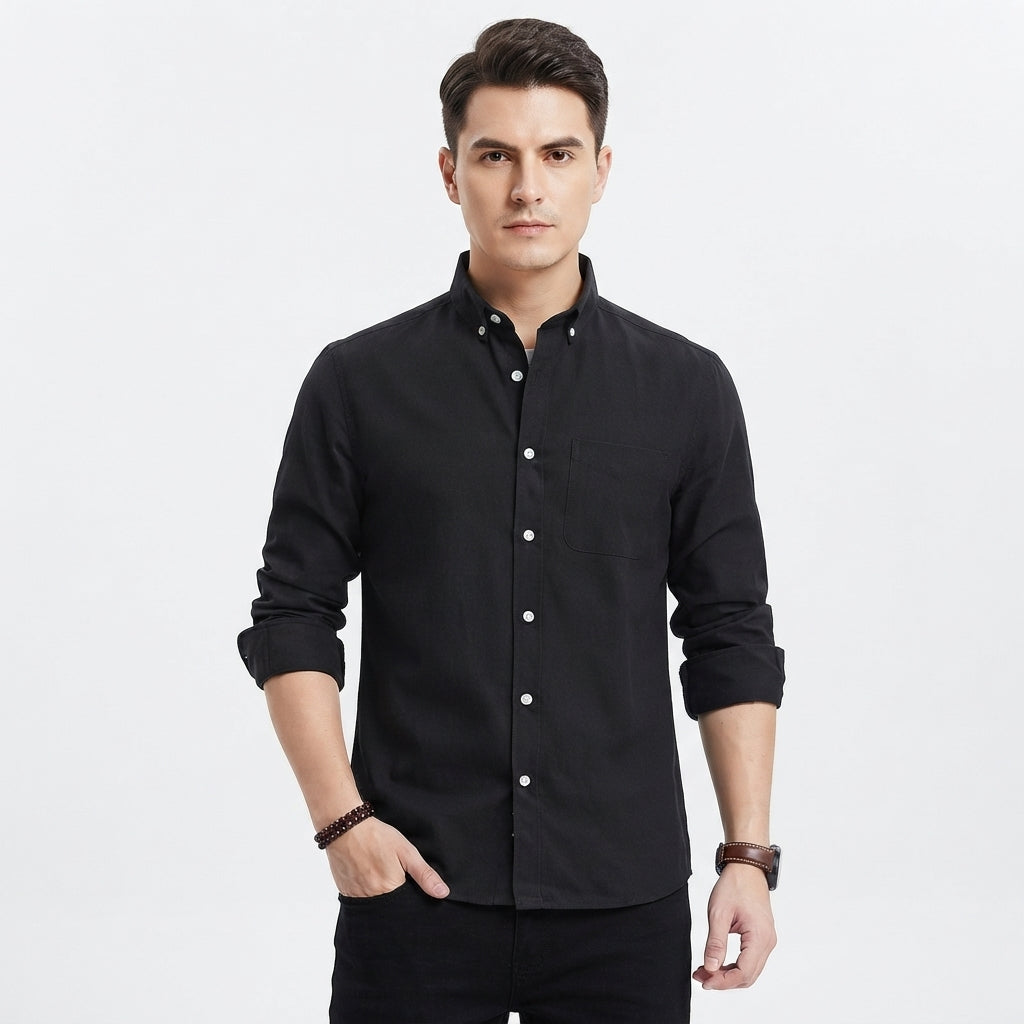 Nathan Pearce | Slim Fit Long Sleeve Oxford Shirt For Men