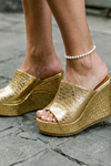 Nicolette | Women's Gold Platform Wedge Sandals